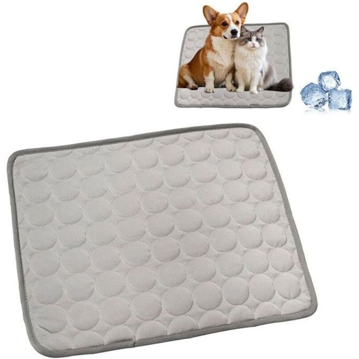 Tapis Rafraîchissant Animaux - Auto refroidissant sans électricité Surface imperméable et antidérapante - Gris L 70x55cm
