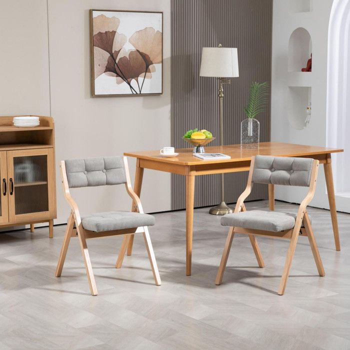 Modenuit Lot de 2 chaises pliantes avec coussin bois gris