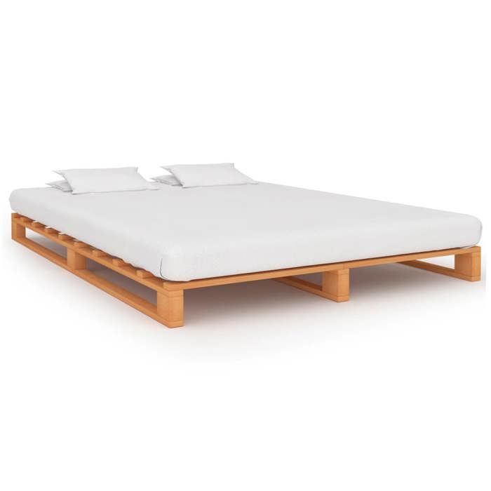 ECOHOME Cadre de lit de palette - sans matelas - lit Adulte double - design solide - 140x200 cm bois massif vdk55p7090