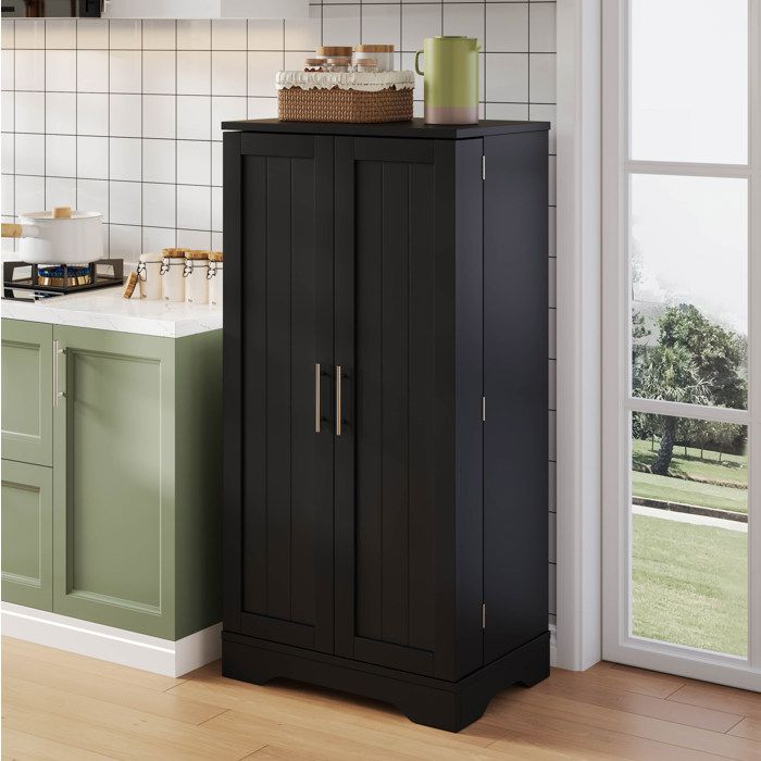 Colonne de cuisine avec 2 portes étagère réglable LED sensoriel pour cuisine salle a manger noir 120×60×40 cm