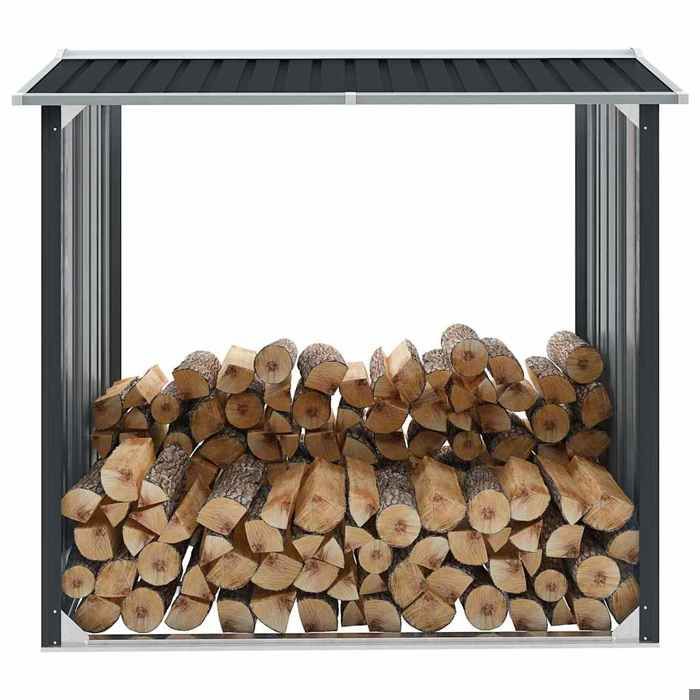 Abri de Stockage à Bois - vidaXL - acier galvanisé - anthracite - 172 x 91 x 154 cm@dng71u