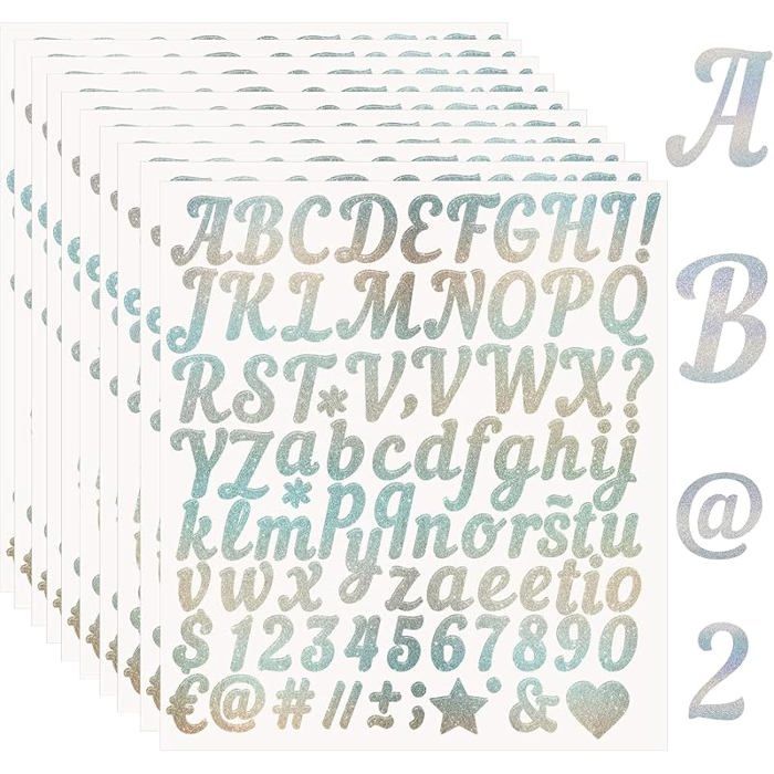 10 Feuilles Lettre Prenom Stickers Valise Argent argent