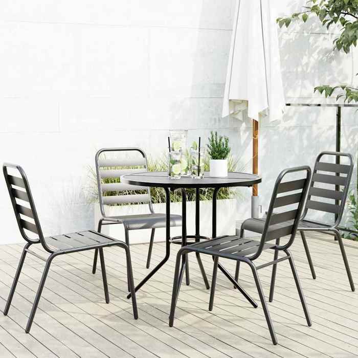 Anthracite Ensemble de chaises de jardin empilables 5 pcs anthracite - Meuble de balcon LV56122