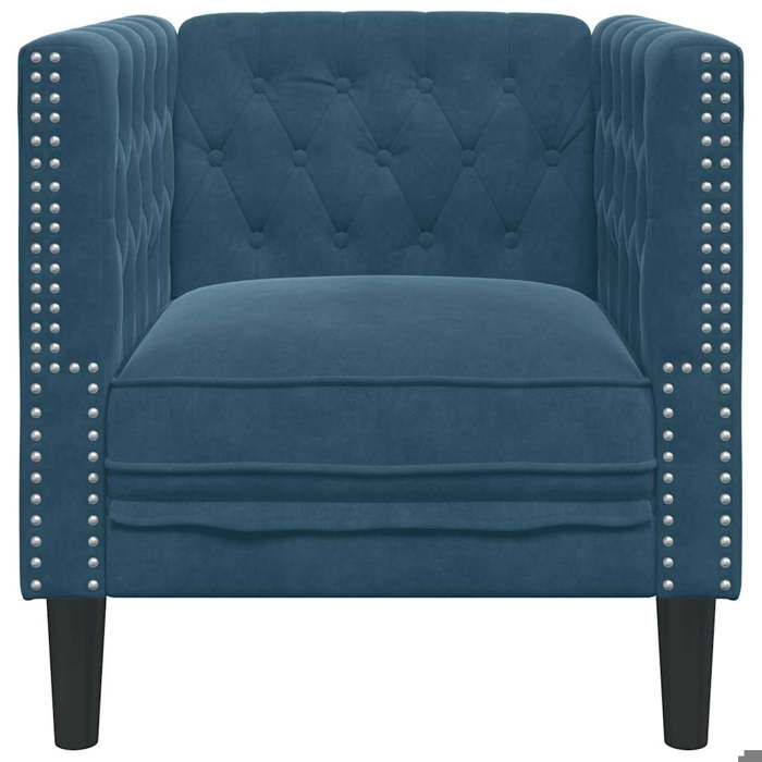 Magnifique Fauteuil Chesterfield bleu velours - design polyvalent - pour maison - Bleu 16.4 kg 2026_368093
