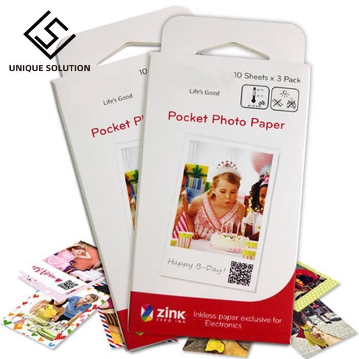 30 feuilles - Papier Photo Intelligent, Feuilles Pour Imprimante Smart Mobile De Type Lg Pd 221, Pd 251, Pd 2