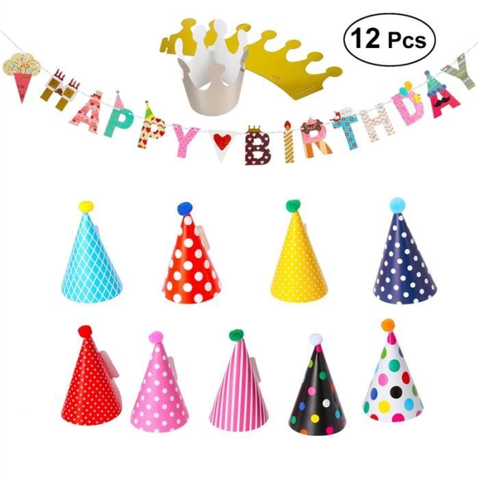 Joyeux Anniversaire Banniere Fete Chapeaux A Pois Bricolage Mignon A La Main Chapeau Anniversaire Chapeau Bebe Douche Decoration Achat Vente Banderole Banniere Cdiscount