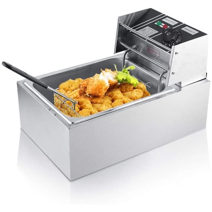 Friteuse à huile 6L, friteuse électrique en acier inoxydable Friteuse