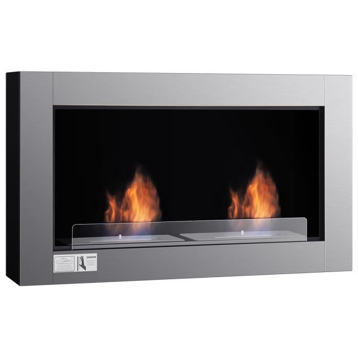Cheminee Bioethanol Murale Cheminee Ethanol Murale Acier Inox Brosse 2 Bruleurs 1 5 L 90 X 17 5 X 54 Cm Gris Argent Achat Vente Cheminee Cheminee Bioethanol Murale Cdiscount