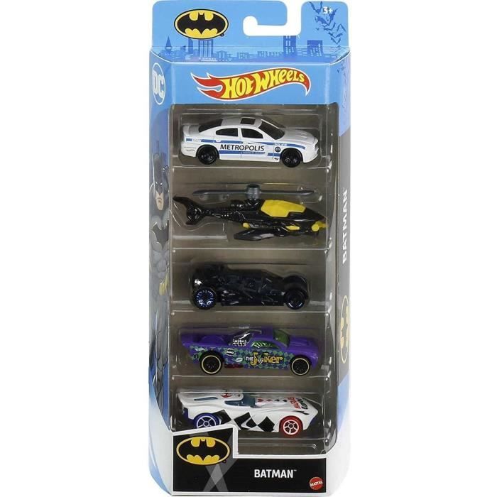Hot Wheels Coffret 5 véhicules Batman petites voitures miniatures