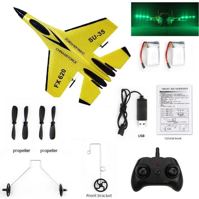 BOROCO Avion Télécommandé,Avion RC SU35 2 Chaîne,2.4GHz Jaune Avions