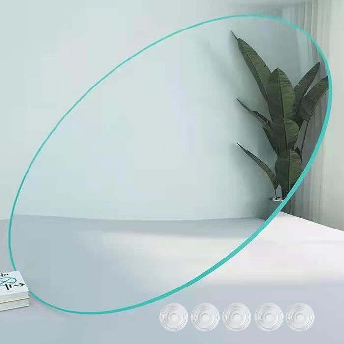 Plateau De Table En Verre Rond 120 Cm - Protection Transparent 5 Mm Bords Polis Pour Table Bois Ou Meuble