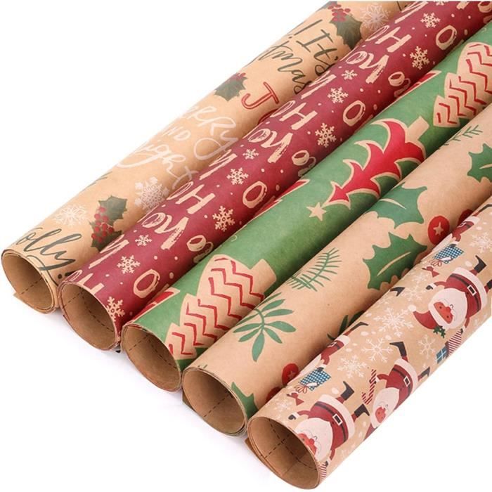 Rouleau De Papier Cadeau Kraft Bleu Avec élan - 76cm X 15m, Recyclable, Pour Noël Et Fêtes - 5