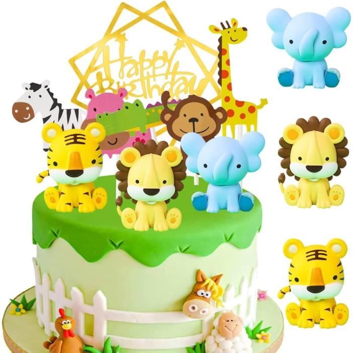 Deco Gateau JeVenis Du00e9coration De Gu00e2teau Animaux De La Jungle Decoration De Cake Jungle Anniversaire