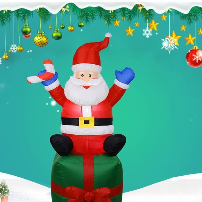 Décorations Noël Gonflable Père Noël 80 Cm Avec LEDs - Pour Jardin, Terrasse, Intérieur - Gonflage Rapide