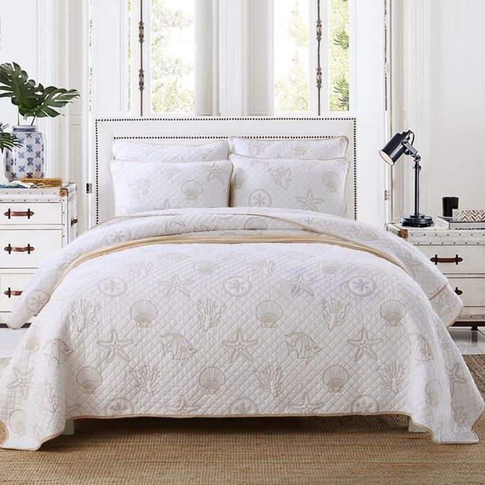 Dessus De Lit Boutis Blanc Et Broderie