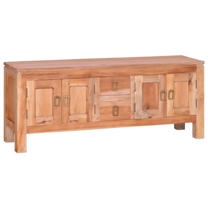 meuble tv contemporain en bois d'acajou massif - meuble hi-fi table television - banc tv salon 110x30x45 cm