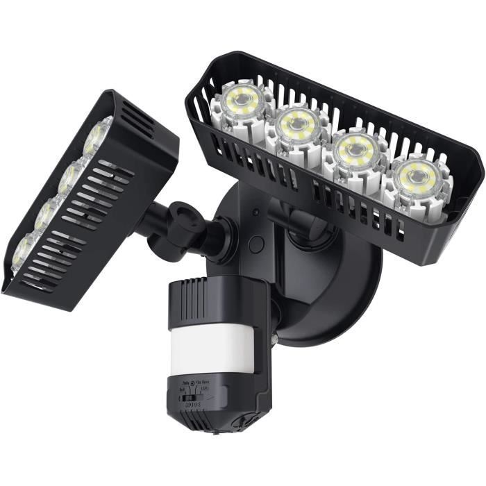 Projecteur LED Onforu 36W Avec Détecteur De Mouvement – 3 Têtes – IP65 étanche – Blanc Froid (neuf)