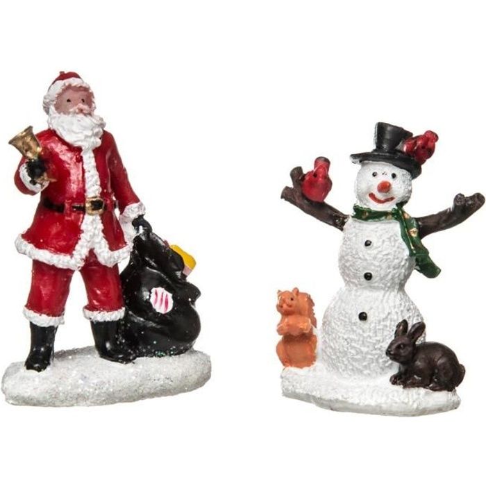 Figurines de Noël Père Noël et Bonhomme de Neige