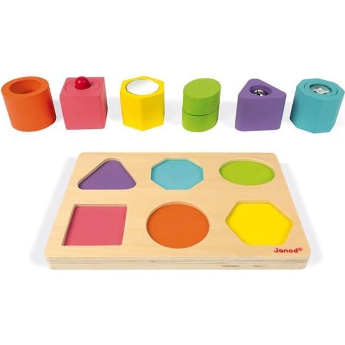 Puzzle 6 cubes sensoriels en bois - Janod - Des 1 an - Certi