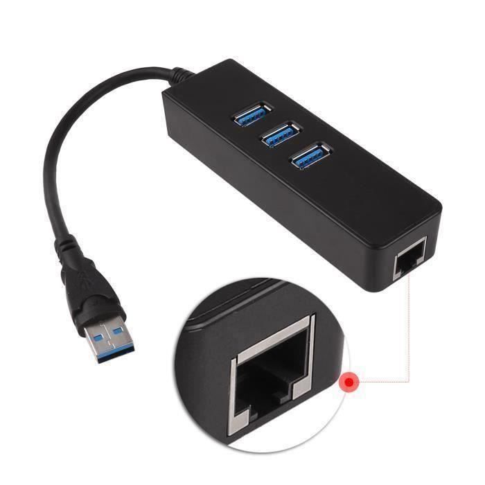 USB 3.0 à 1000Mbps gigabit adaptateur ethernet RJ45 3 ports USB3.0 Hub réseau câblé An09727