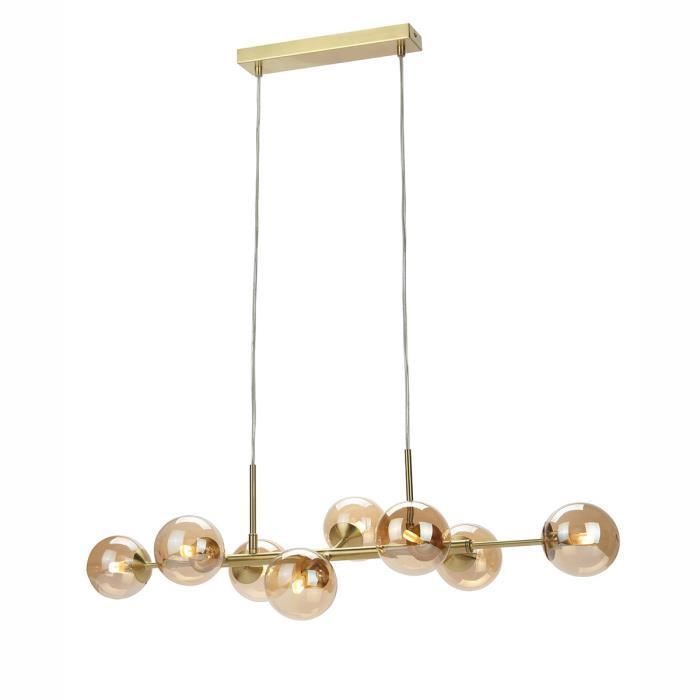 Plafonnier suspendu - ITALUX - Erimida - 8 lumières - G9 - Acier et verre - Rétro industriel