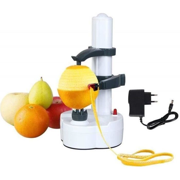 éplucheur electrique avec adaptateur,multifonction cuisine automatique épluche pour pommes de terre,fruits et légumes-blanc