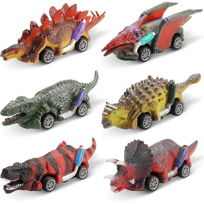 Jouets - Voitures dinosaures à tirer - Lot de 6 - Pour enfants de 3 à 8 ans - Mixte