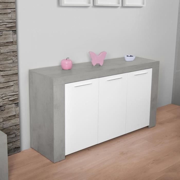buffet albufera - loungitude - 42 cm - blanc artik et ciment - meuble de salon