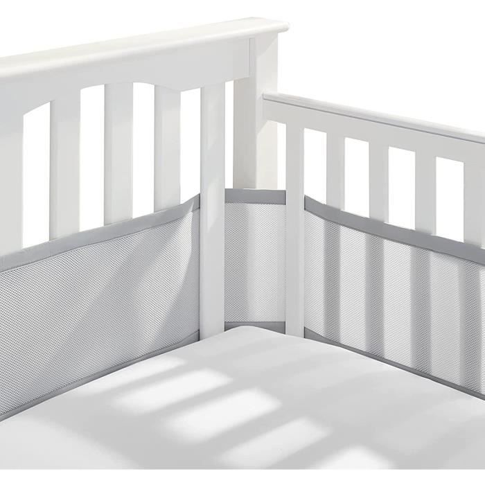 Tour de Lit Respirant Anti-Collision pour Bébé - Gris - 160x340x30cm