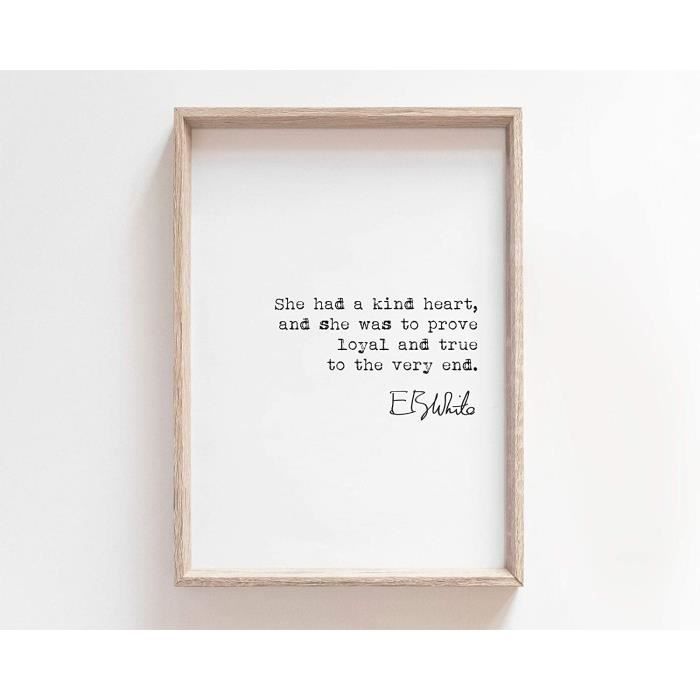 Machine A Ecrire Plaque Decorative Murale Citation De Charlotte S Web E B White Eb She Had A Kind Heart Poeme Im112 Cdiscount Maison