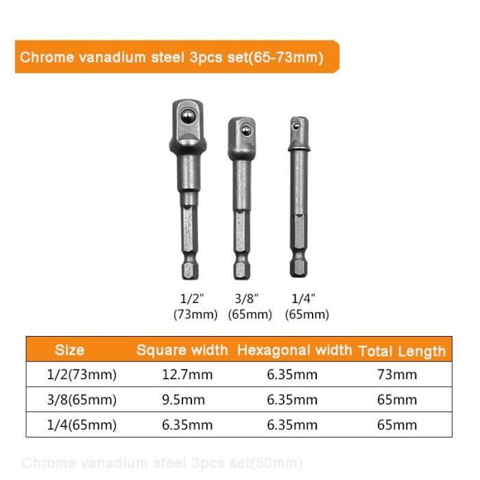 Cle a cliquet,Adaptateur de douille clé à cliquet noir, 8 pièces, 1-4 3-8 1-2 3-4 adaptateur de
