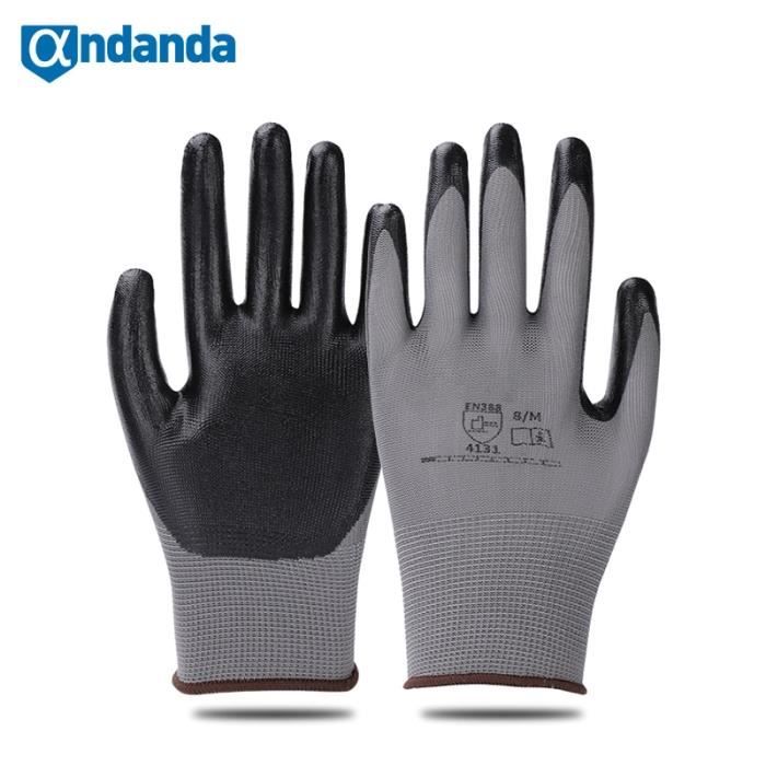 Noir/Large 50 paires de polyuréthane Palm Coated Nylon Multipurpose Gants de travail