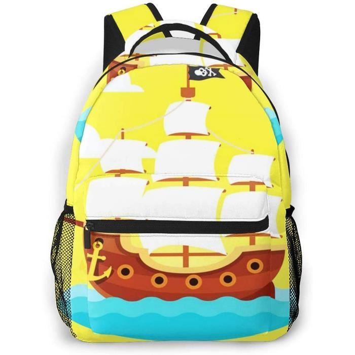 Sac ?� Dos Gar?�on et fille Cabas ?�colier Bateau Pirate Ship Sails 31x15x42cm[1041] Multicolore 