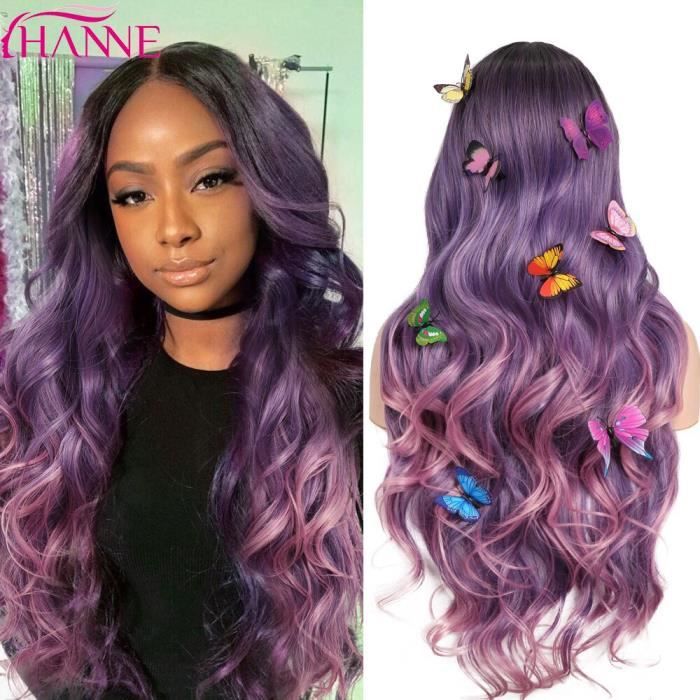 Perruque violette longue deals