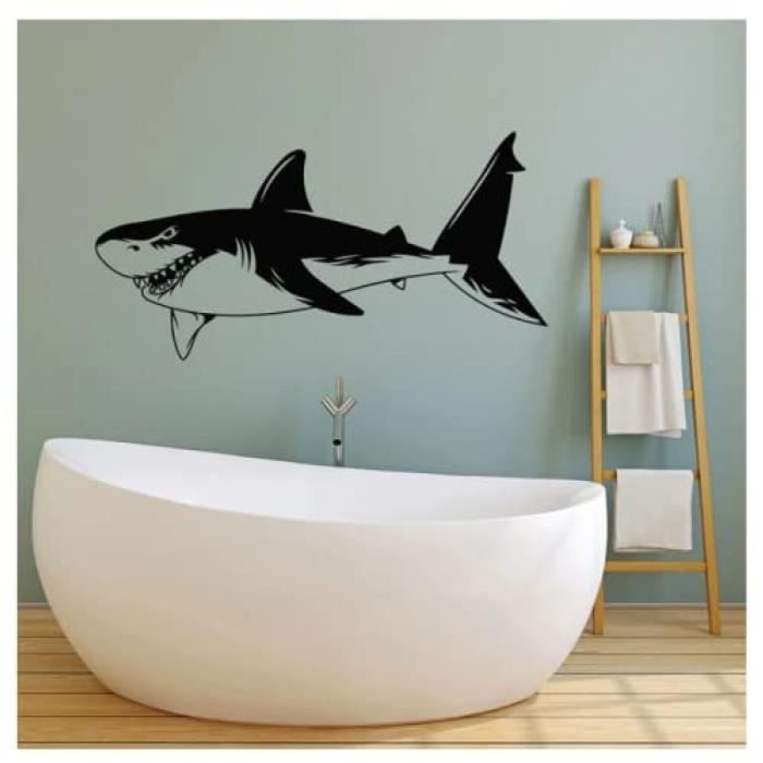 Dessin Animé Requin Sticker Mural Étanche Mural pour Salle De Bains