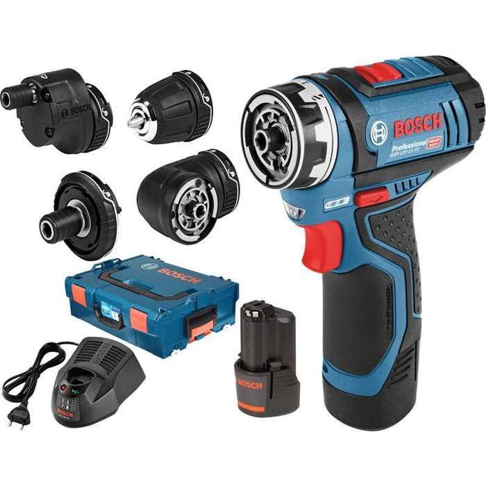 Perceuse-visseuse 12V GSR 12V-15 FC + 2 batteries 2Ah + chargeur + coffret  L-Boxx - BOSCH