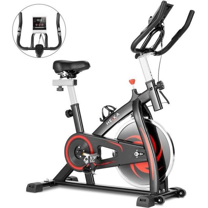 Velo d Appartement HEKA Charge Max150kg Velo biking Spinning Velo Fitness Ecran LCD Resistance Hauteur Reglable Capteurs cardio Cdiscount Sport