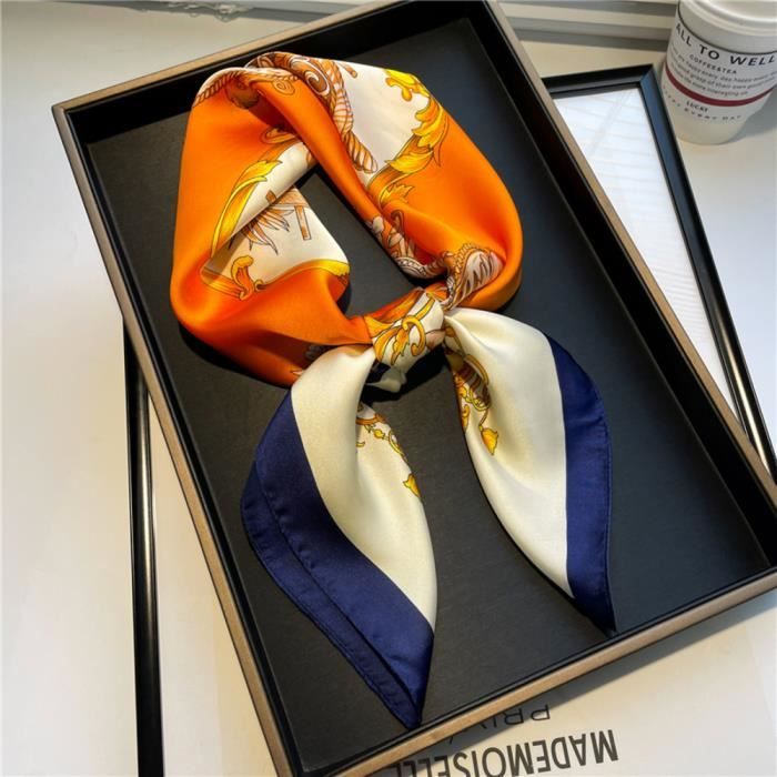 Foulard en soie pour femmes, marque de luxe, accessoires de mode, Foulard en Satin, Bandana pour Cheveux, Hijab, foulards de tête de styliste / Nouveaux foulards et écharpes