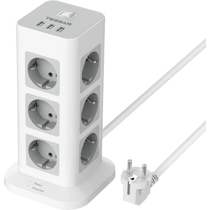 Tour Multiprise Parafoudre Détachable avec USB C 18W, Multiprise