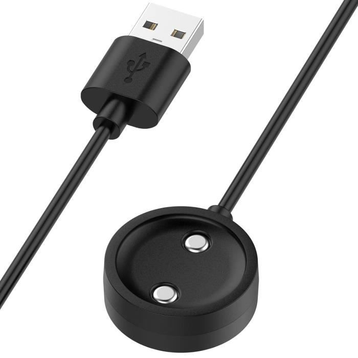 Câble De Charge Magnétique 2 Broches Pour Montre Connectée – 80 Cm – Noir – Neuf