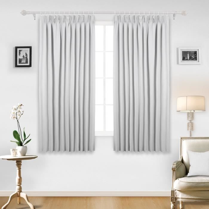 Lot De 2 Rideaux Blancs à Motifs Géométriques – 140 X 260 Cm, Fixation Par œillets – Voilage Opaque Pour Salon, Chambre - 10