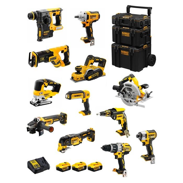 DeWALT Kit DWK1201 DCD996+DCH273+DCG405+DCF887+DCF894+DCS334+DCS570+ DCS355+DCP580+DCS367+DCL050+DCF620+3x5 0Ah+DCB115+Caddy