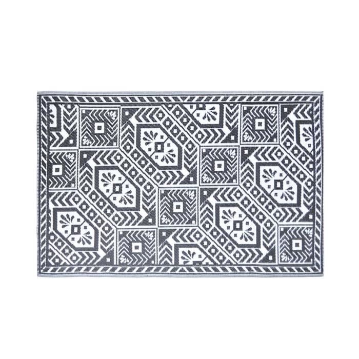 Tapis d'extérieur réversible Esschert Design - Diamant noir/blanc - 182x122 cm