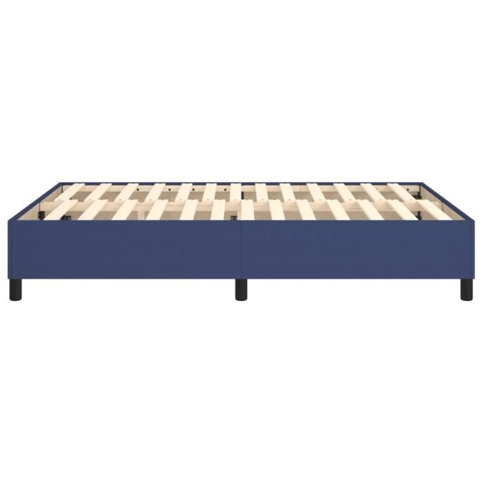 Sommier à ressorts de lit Bleu 140x200 cm Tissu - ESTINK - A ressorts - Pieds de lit inclus