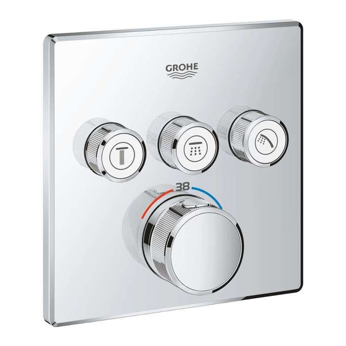 Grohe Thermostat - Grohtherm SmartControl - 3 robinets darrêt - Métal - Économie deau