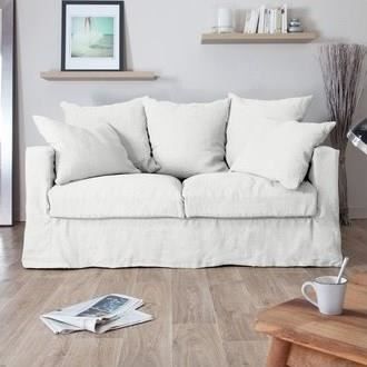 Canape Home Spirit Lin Blanc Dehoussable 2 Pl Achat Vente