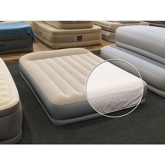 Pack matelas gonflable Pillow Rest Mid Rise 2 places Intex + Drap housse