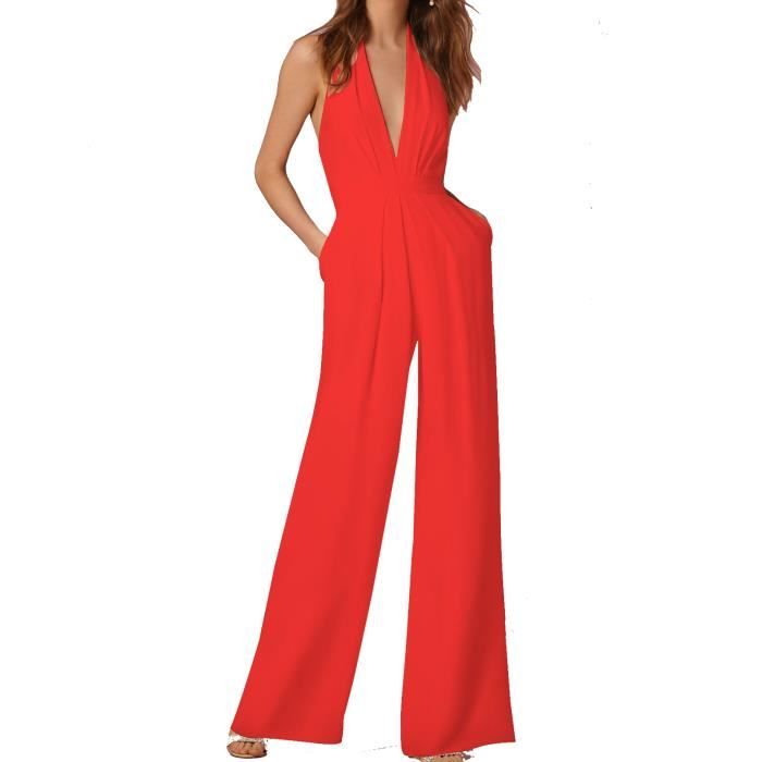 Combinaison pantalon femme chic rouge shop