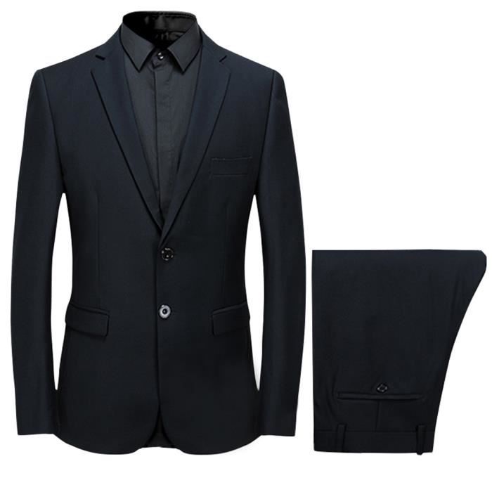 Costume Homme 2 Pieces Mariage Tenue De Soiree Fete Blazer Veste Homme Noir Achat Vente Costume Tailleur Cdiscount