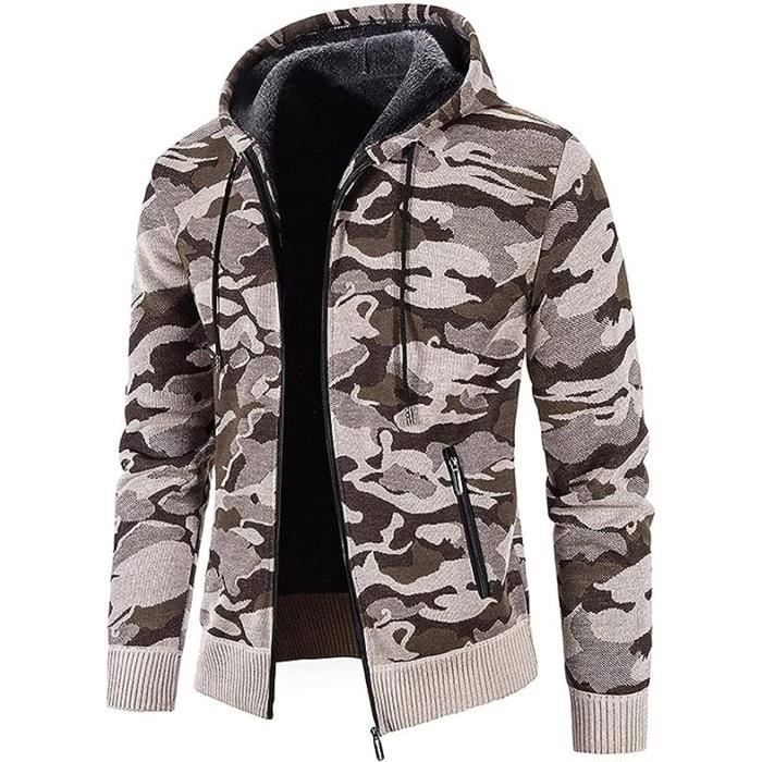 Sweat à Capuche Balaclava Zippé Homme - Veste Chaude D'Automne/Hiver, Anti-Vent Pour Moto, Vélo, Sports